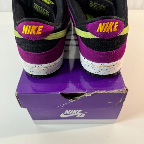 Nike SB Dunk Low Pro Sneakers Size 7.5 Red Plum Black Taxi Citrin Shoes NEW - Picture 6 of 8