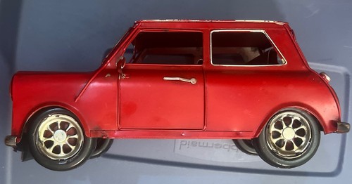 Decorative Metal Red Car Retro 1960 Style Rally Mini Cooper British Flag 12 Inch - Picture 8 of 24
