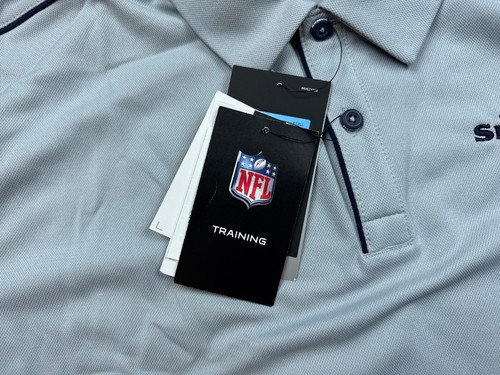 Seattle Seahawks Polo Shirt Medium Gray Spell Out On Field NFL Equipment Mens - 第 8/20 張圖片