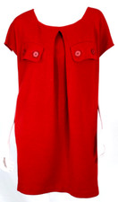 STELLA McCARTNEY Crimson Red Wool Button Front Pockets Shift Dress 42