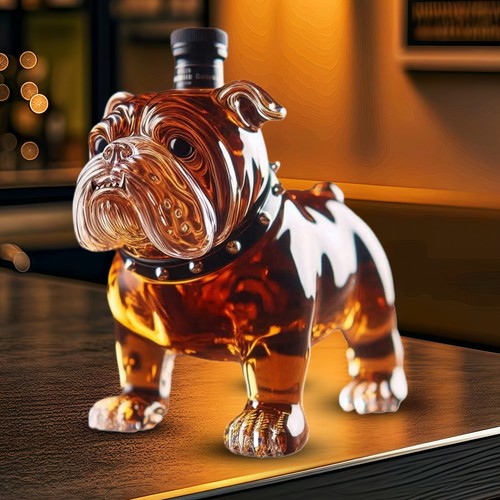 Französische Bulldogge Whisky Flasche Dekanter Gravur Tierform Glas für Herren Geschenk - Bild 3 von 8