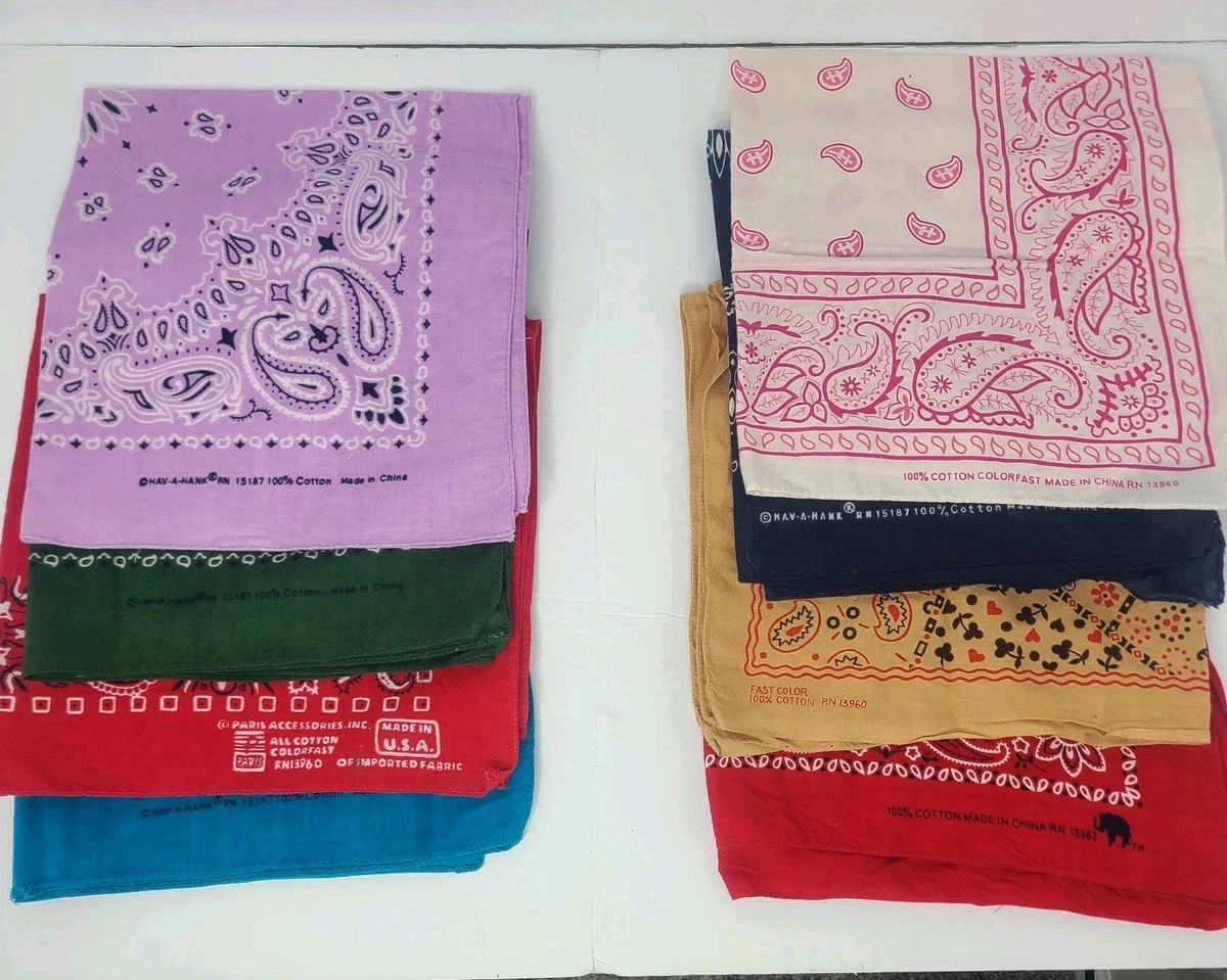 Vtg Lot of 10 Mixed Cotton Biker Kercheif Bandana Hav A Hank Paris Elephant  20\