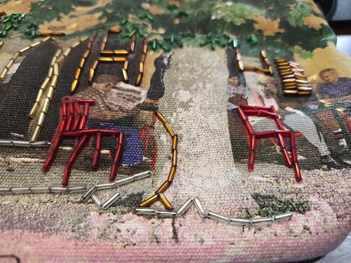 Borsa a mano Tapestry Café con perline - perline multicolore, stile vintage - Foto 9 di 11