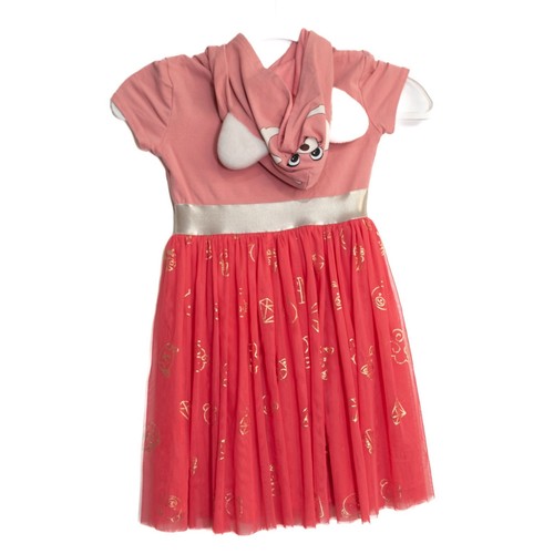 Vestido rosa para niñas Disney Pixar, rojo giratorio talla S (6/6X) con capucha y apliques arco iris - Imagen 5 de 8