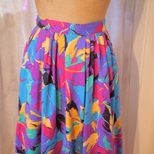 Vintage 80s SARAH TAYLOR Bold Abstract Pleated Skirt Schoolgirl Secretary 9/10 - Picture 6 of 9