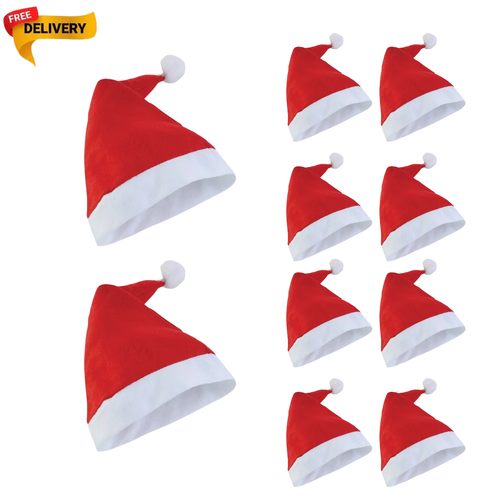 Santa Hat Christmas Hat Red & White Festive Party Costume One Size Adults & Teen - Picture 1 of 6