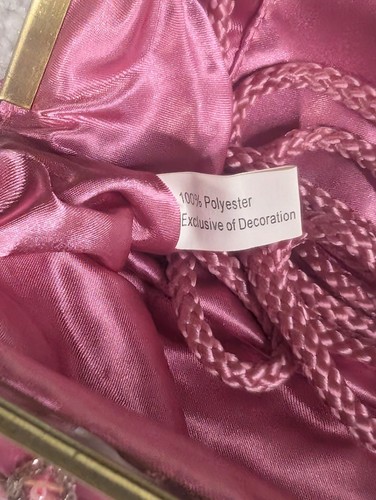 Retro Satin Pink Beaded  Hand Bag with Extension Strap  - Picture 5 of 5