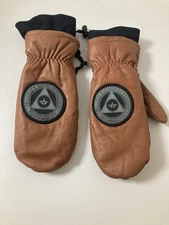 Brown Soft Faux Leather XL Hipora Mitten With Fluffy Lining - Unisex