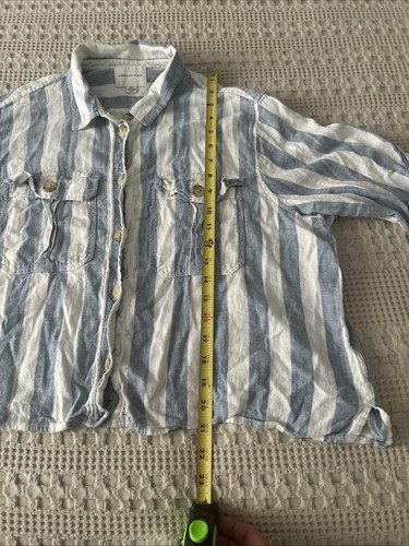American Eagle Size L Striped Cotton Button Down - Picture 8 of 10