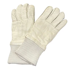 Auth Gloves - Cream Leather Cashmere Women's