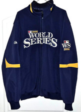 PHILLIES MAJESTIC 2008 WORLD SERIES JACKET SIZE 2XL DK BLUE THERMA BASE PRISTINE