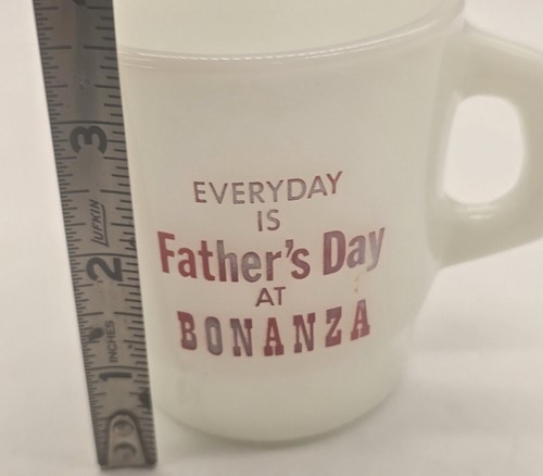 TAZZA CAFFÈ BONANZA STEAKHOUSE-VINTAGE ORIG"OGNI GIORNO È FESTA DEL PAPÀ" VETRO LATTE - Foto 8 di 8