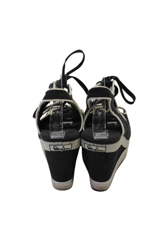 Philip Simon Womens Canvas Peep Toe Caged Platform Wedge Sandals Black Size 7.5 - Picture 3 of 5