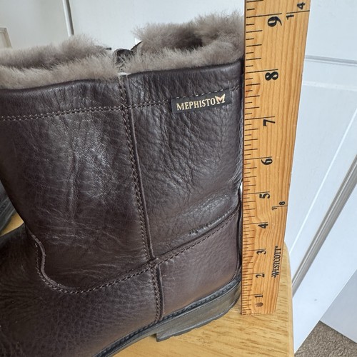 Mephisto Herren Stiefel Leonardo Braun Kieselleder Lammfell Gefüttert Reißverschluss Größe 8 - Bild 10 von 12