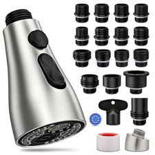 Pull Down Kitchen Faucet Head Replacement, 3-Function with 17 Adapters Nozzle