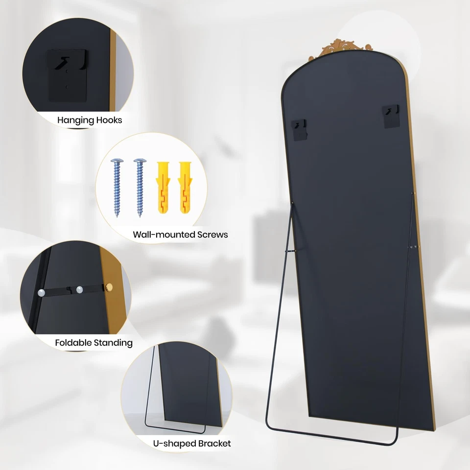 Espejo de piso de filigrana 58"x18" de longitud completa independiente con ca... Foto 3 de 4