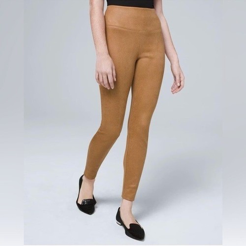 WHBM Runway Snake Ultra Suede Legging Size 8 Tan Brown Pull-On Stretch NWT - Picture 3 of 7