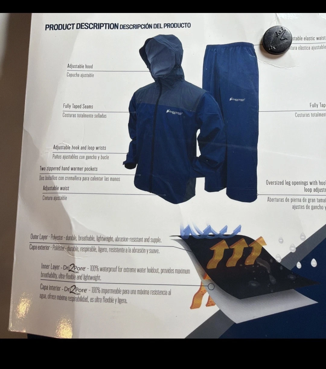 NWT Frogg Toggs Men's Vapor Rain suit Size XL/2XL Blue H3 - product detail image 4