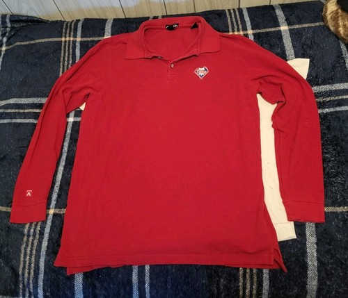 Philadelphia Phillies Antigua Collared Shirt Mens Large Red LongSleeve See Pics! - Picture 2 of 6