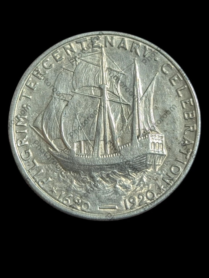 1920 Pilgrim Commemorative Half Dollar Gem MS+... ANTIQUE Tone!! - Image 3 of 3