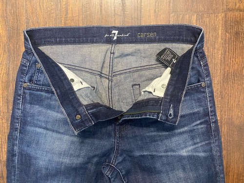 7 For All Mankind Carsen Jeans Mens 32x32 Straight Leg Fit Denim Dark Wash - Picture 4 of 12