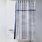 Anthropologie Savon Blue White Stripe Tassel Cotton Shower Curtain Excellent