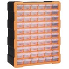 Orange & Black Multi-Drawer Organiser, 60 Drawers, PP, 38x16x47.5 cm