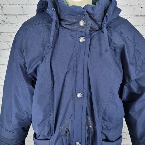 Mulberry Street Blue Down Fill Insulated Removable Hood Over Coat Size Medium M - Picture 9 of 18