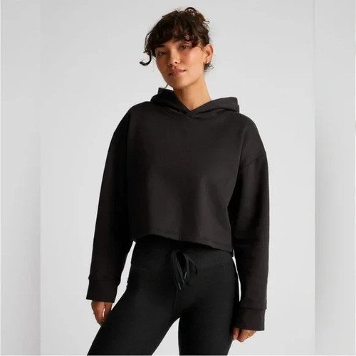 Beyond Yoga LuxeFleece Happiness Cropped Hoodie in Black Sz XS - Picture 2 of 10