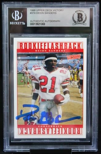 1999 Upper Deck Victory #374 Deion Sanders Atlanta Falcons BGS Auto 10 - Picture 6 of 7