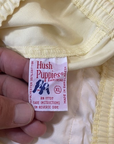 Vintage c.1960’s HUSH PUPPIES Brand Yellow Adult XL BEACHWEAR Drawstring SHORTS - Picture 3 of 6