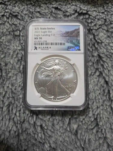 2021 7K Metals U.S. State Series American Silver Eagle NGC MS70 - Alaska
