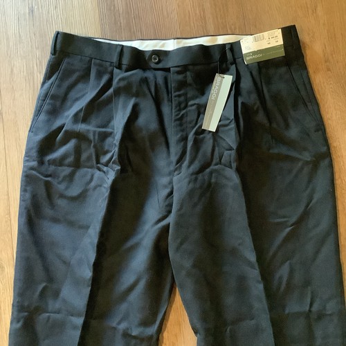 Braggi by Louis Raphael Pants Men's 42x32 Black Martin Flannel Pleated Cuffed - Picture 3 of 14