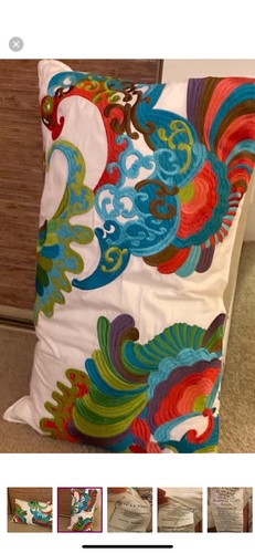 TRINA TURK bestickte Coachella Kissen Nackenrolle Set 2 Feder Daunen Einlagen - Bild 6 von 7