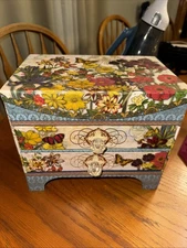 Punch Studios The Gifted Line Butterfly Flowers Two Drawer Jewelry Box w Mirror