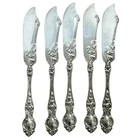 Antique Wallace Sterling Silver Violet Butter Knives Set of 5 Monogrammed 418G