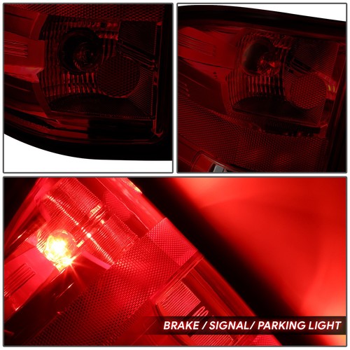 PAIR DARK RED TAIL BRAKE LIGHT FOR 2007-2014 SILVERADO SIERRA 1500 2500HD 3500HD - Picture 3 of 8