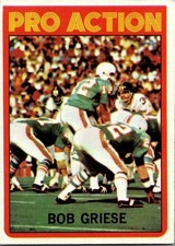 1972 Topps Football Card Bob Griese Action Miami Dolphins #132 EX