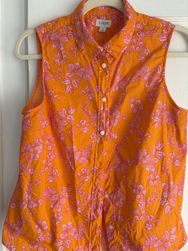 J. Crew Factory Damen rosa orange Kragen Hemd und passender Rüschen gesmokter Rock - Bild 3 von 9