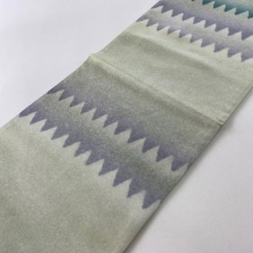 JAPANESE KIMONO BELT FUKURO OBI ASH GREEN OTAIKO-GARA PURE SILK EE0894