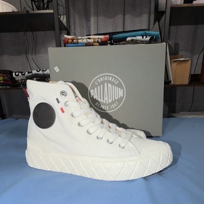 Palladium Palla Ace Mid White Canvas High Top unisex ￼Sneakers US 5.5 women s 