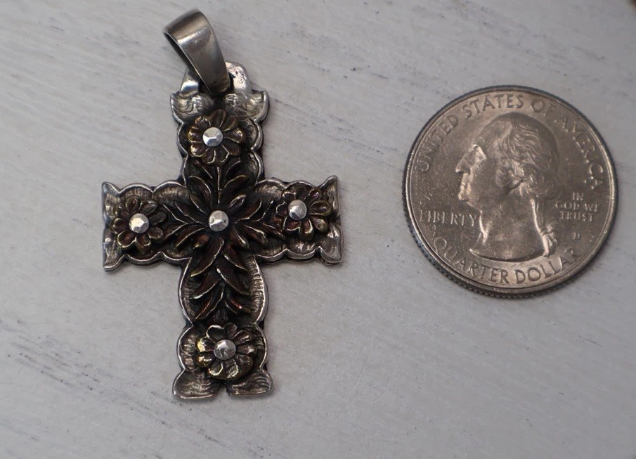 Colgante cruz flor plata esterlina cobre Jeep Collin’s 13,37 G/1,7 pulgadas Foto 4 de 4