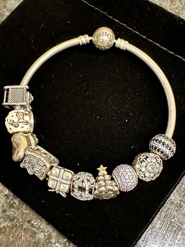 925 Pandora Ale Charm Bracelet 10 Charms Limited Edition Sterling 42g VTG 7” - Picture 15 of 16