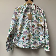 BODEN Cotton London Print Shirt Top UK 8 Regular Sienna Tower Bridge Eye NEW
