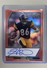 2026 Leaf Metal Hines Ward On-Card Auto Prizm Orange # 7/8 Steelers