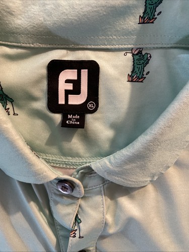FootJoy Polo Shirt X-Large Green Lightweight Golf Performance Casual Mens Cactus - Picture 7 of 12