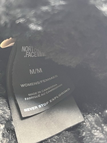 The North Face Girls Winter Gloves Mediu Black Grey Faux Fur Rare Copper Logo / - Picture 4 of 4