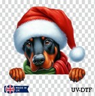 Christmas Doberman Dog UV DTF Sticker - Glass Laptop Tumbler Cup bl247