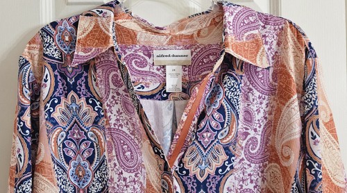 Alfred Dunner Moody Blues Paisley Medallion Tunic Split Neck Top Size 2X - Picture 2 of 8