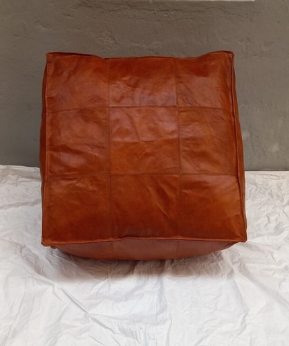 New Top Quality Moroccan Footstool Leather Pouf Boho Brown Genuine Pouffe - Picture 7 of 9
